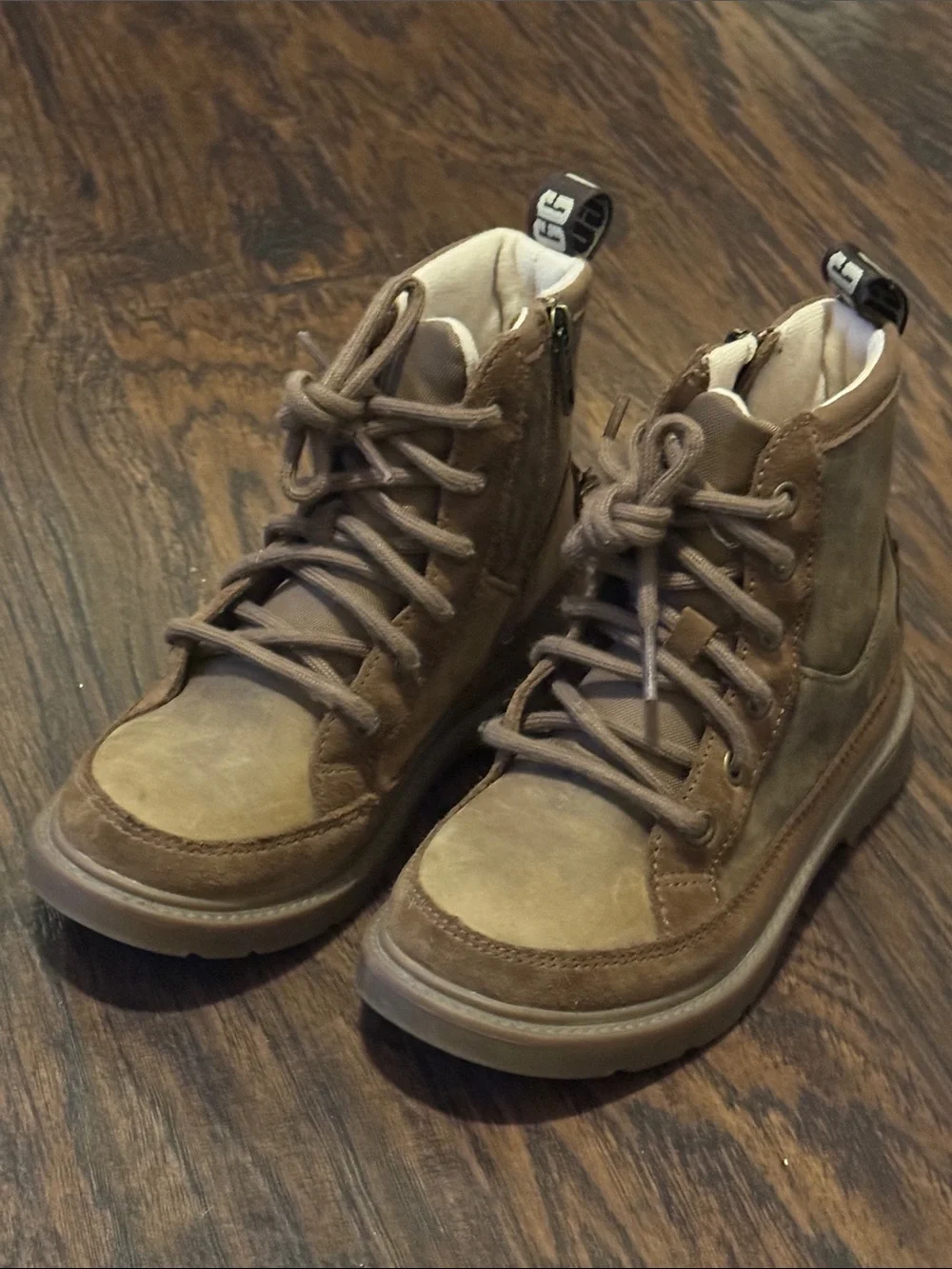 UGG Kids Brown Ankle Boots, w/ Side Zip